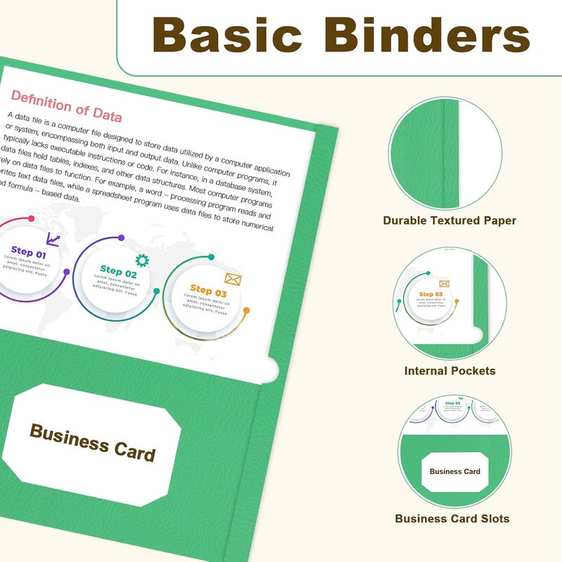 LAYZZ Folders with Pockets, 60 Pack Paper Pocket Folders, 2 Pocket File folders Fits Letter Size Paper, for School Office and Home (Green) - Image 3